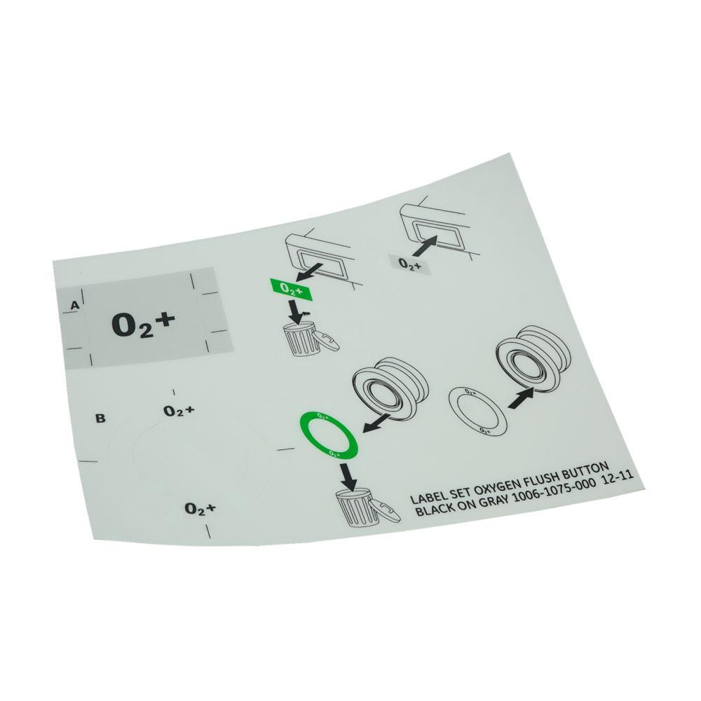 Label Set Oxygen Flush Button Black on Gray Label Set Oxygen Flush Button Black on Gray